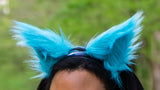 Turquoise Blue Costume Animal Wolf Fox Cat Ears Headband