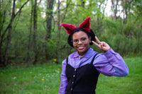 Maroon Red Costume Animal Wolf Fox Cat Ears Headband