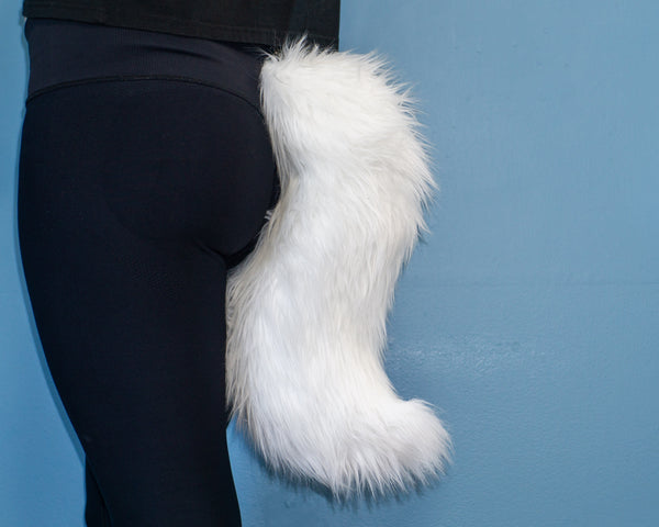 White Furry Animal Costume Wolf Tail