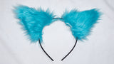 Turquoise Blue Costume Animal Wolf Fox Cat Ears Headband