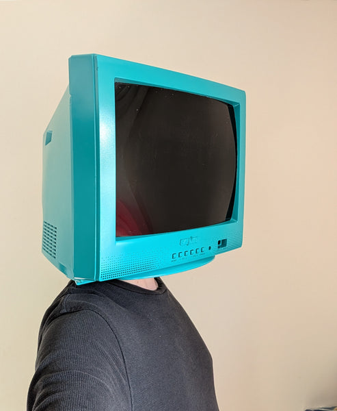 Blue Sanyo TV Head - Ready to Ship