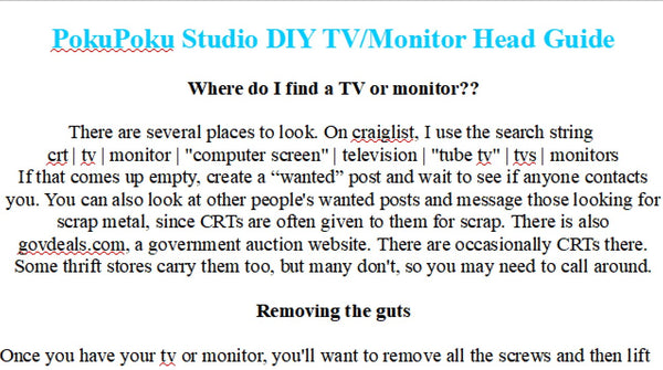DIY TV/Monitor Head Guide PDF