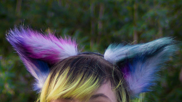Galaxy Rainbow Costume Animal Wolf Fox Cat Ears