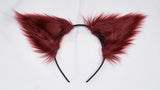 Maroon Red Costume Animal Wolf Fox Cat Ears Headband