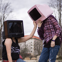 TV head cosplay couple photo